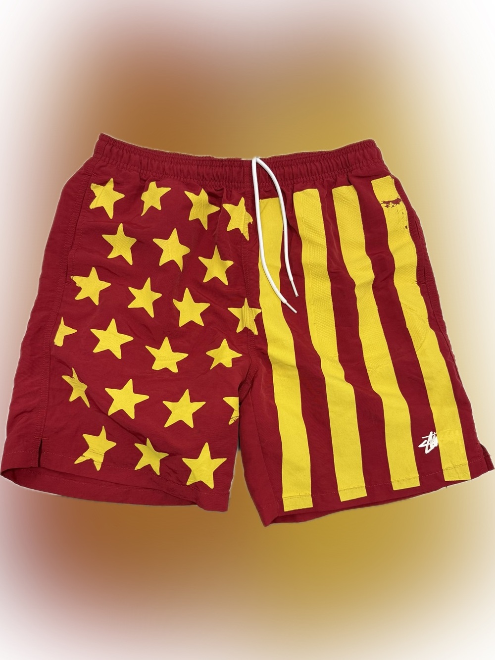 Stussy x CPFM Red & Yellow Star Stripe Shorts